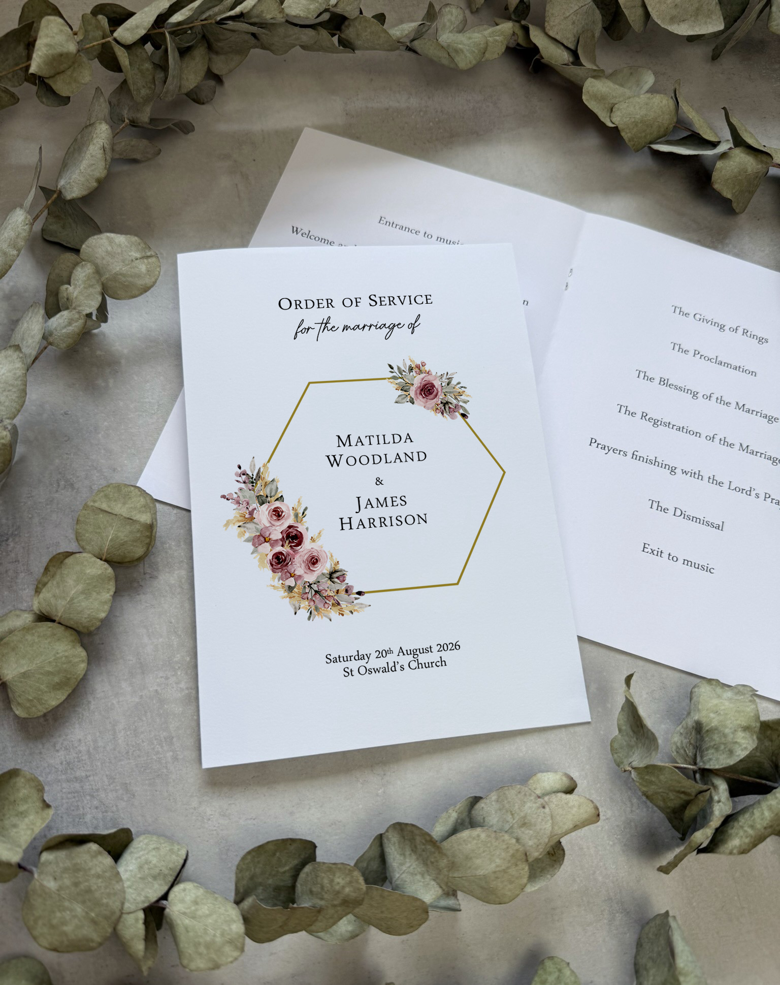 Dusty Pink & Pampas Order of Service Booklets