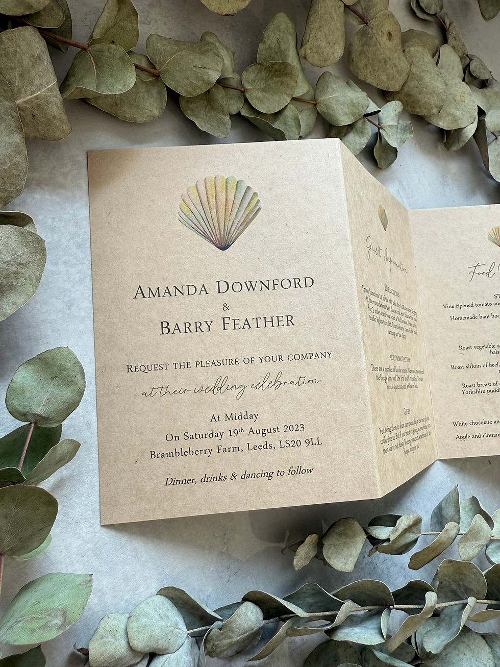 Seashell Folded Wedding Invitations - Kraft