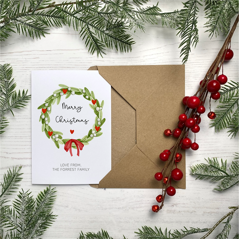 Thumbnail: Personalised Christmas Gift Tags (x10) - Love Heart Wreath