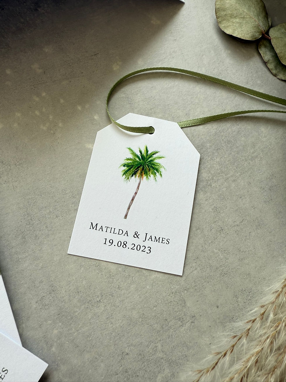 Thumbnail: Palm Tree Wedding Invitations - White