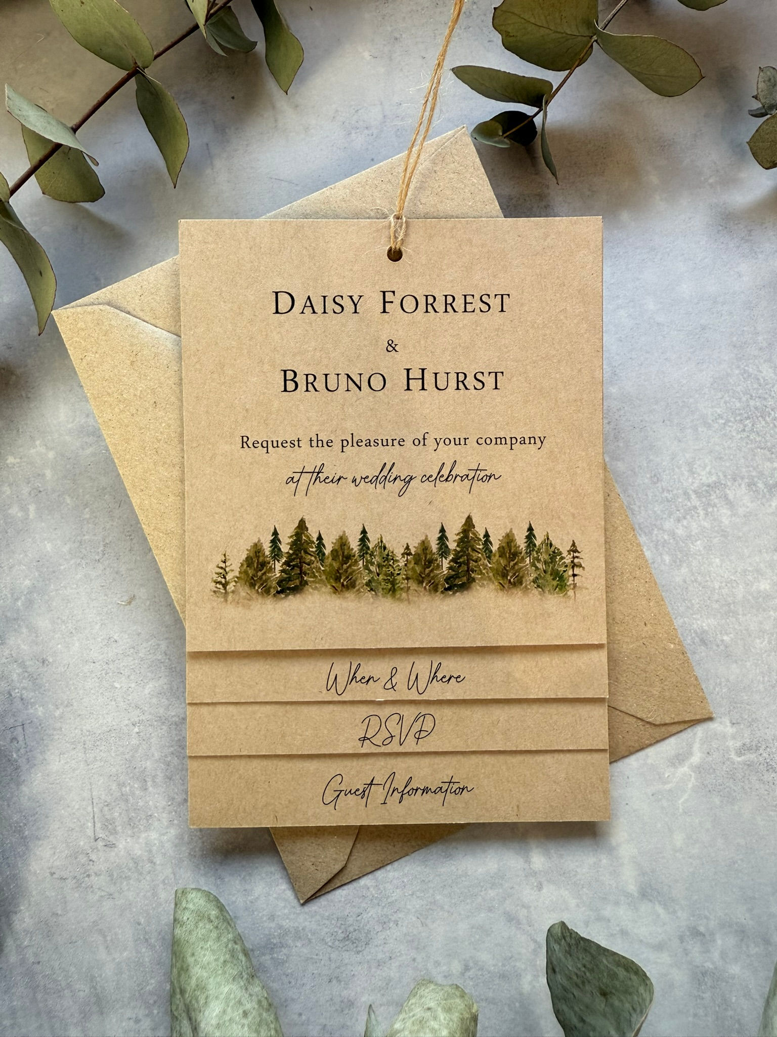 Forest Tiered Wedding Invites - Kraft