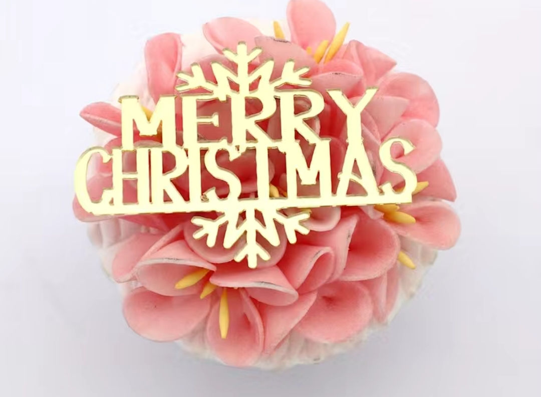 Copy of 3pcs Merry Christmas Acrylic cake and cupcake topper gold