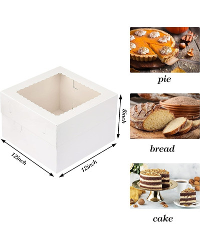 Cake Boxes 12x12x8 Inch White Bakery Boxes With Window Cake Containers Tall Dess