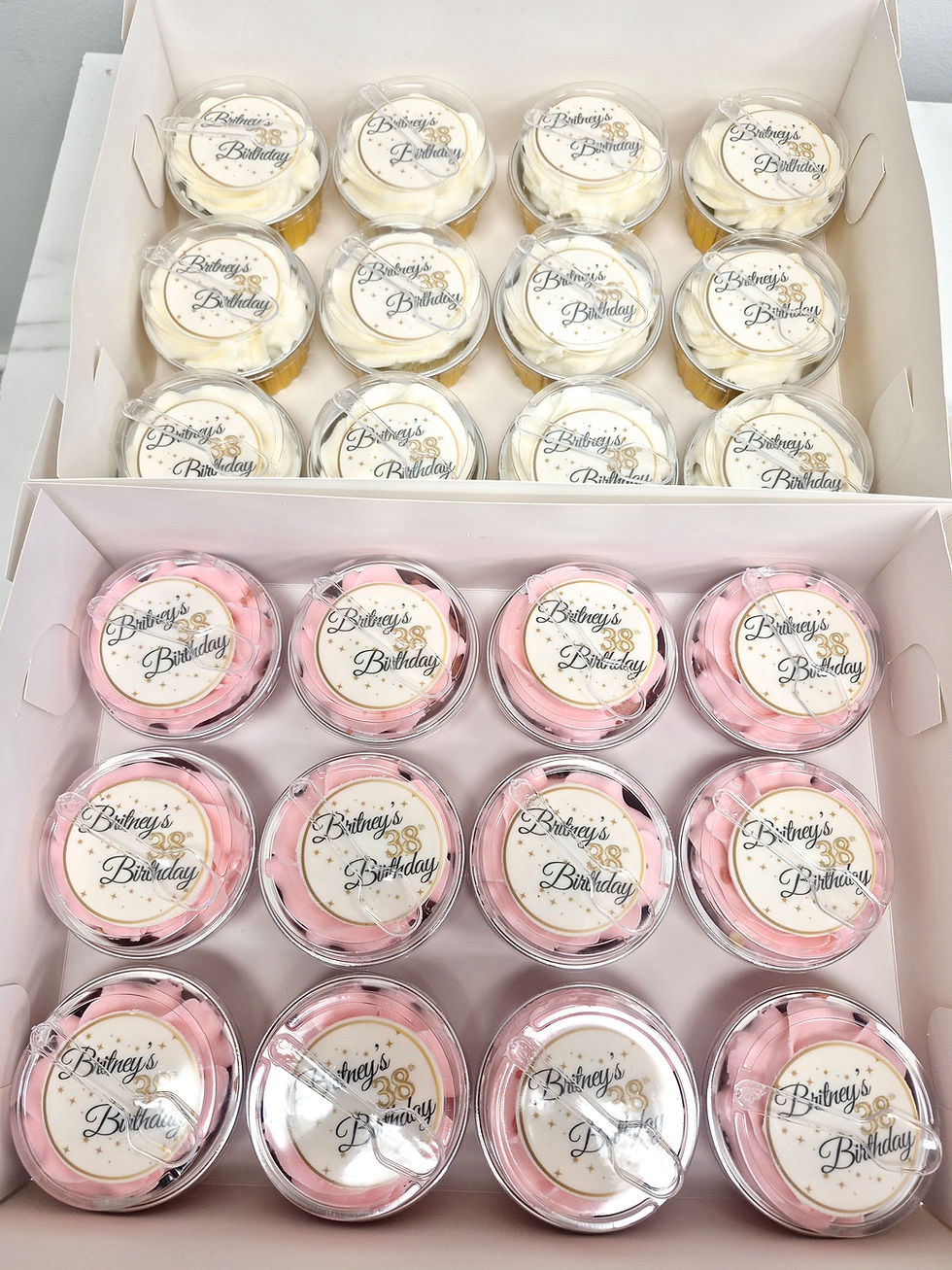 Thumbnail: Dozen Custom Print Edible cupcake toppers with fondant back