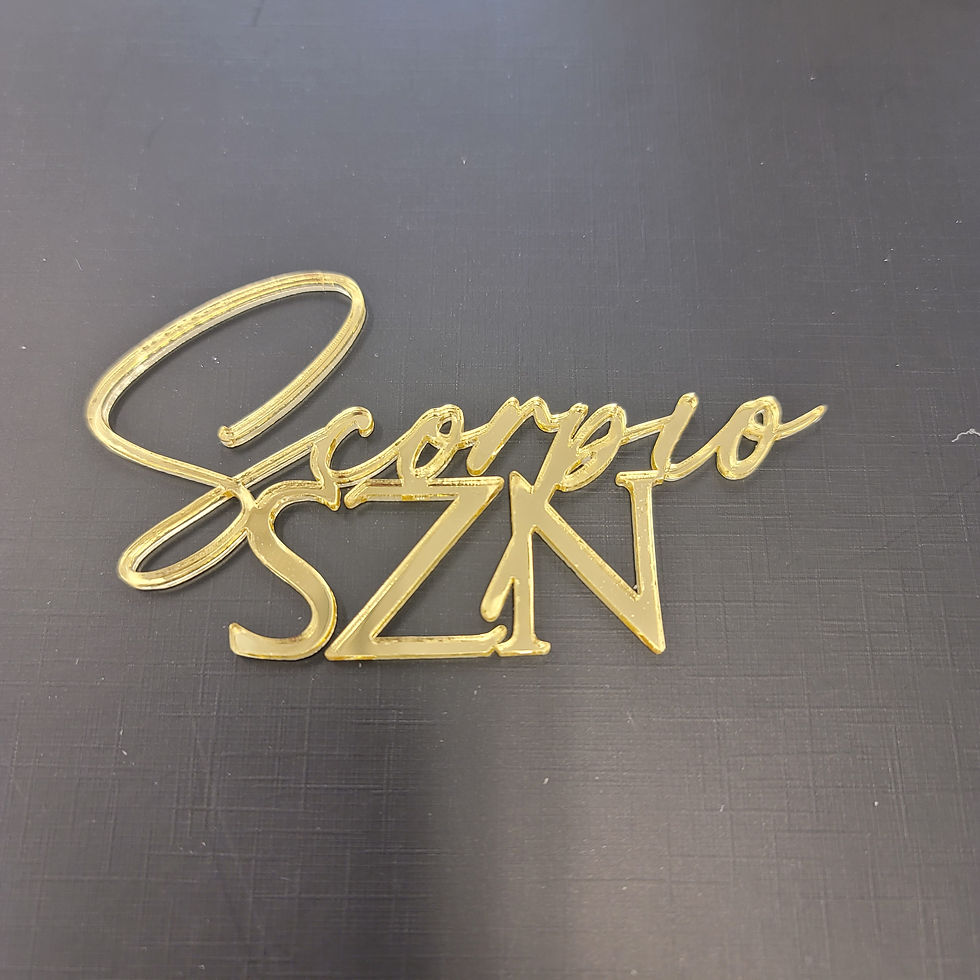 Thumbnail: Zodiac Scorpio Season "SZN" gold / silver acrylic charm cake topper 
