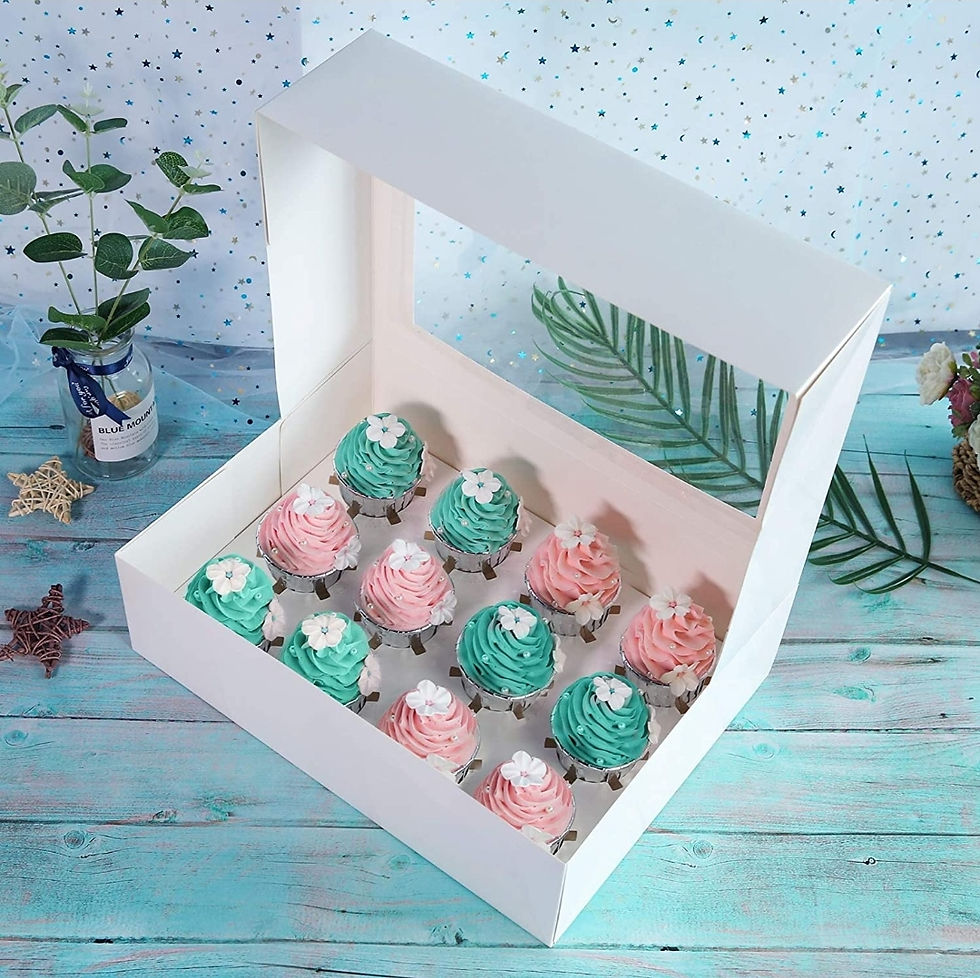 Thumbnail: White Cupcake Boxes 12 Holders Cake Carrier Food Grade Kraft Pop-up Bakery Boxes