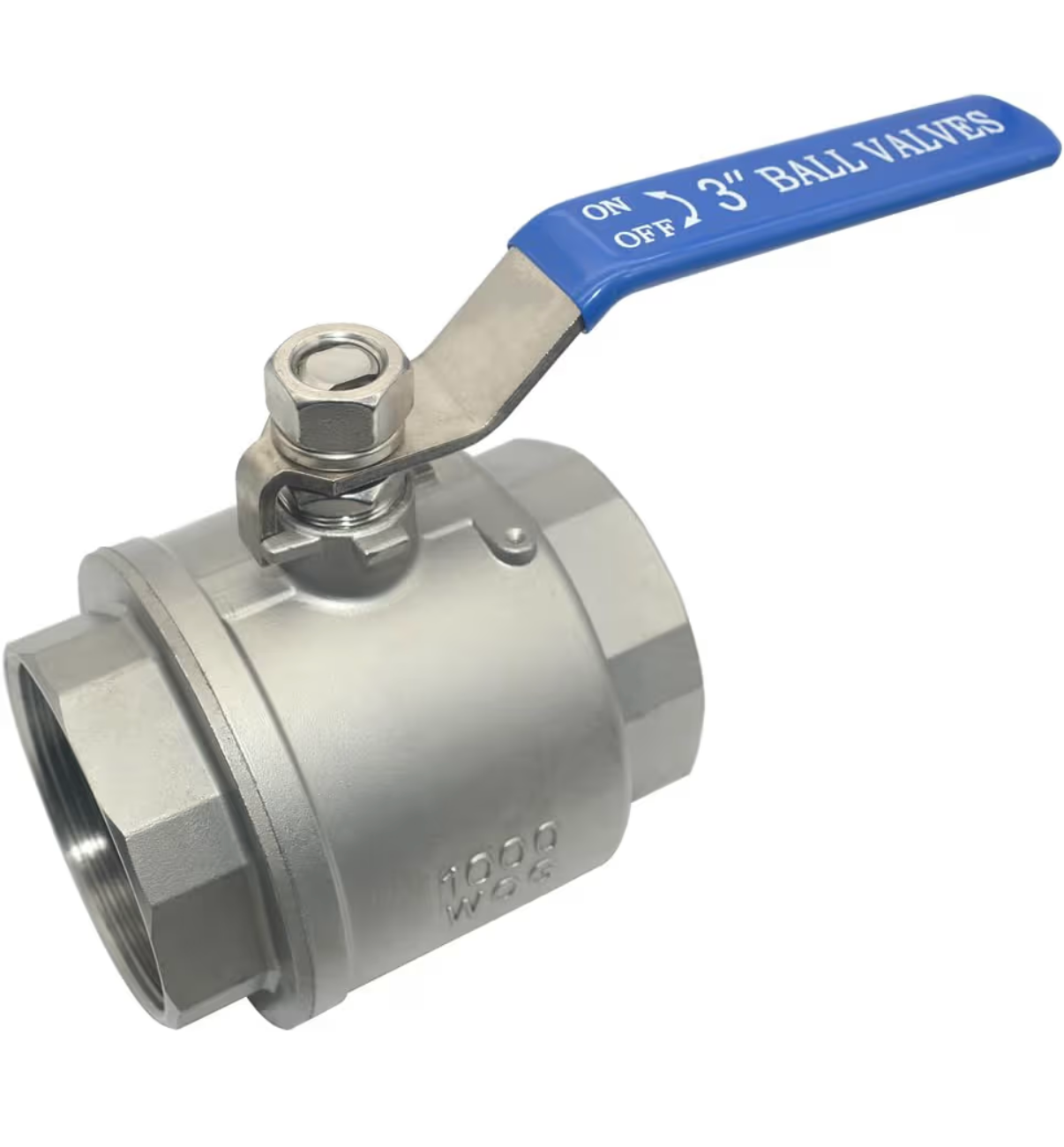 3" NPT Female 316 Stainless Steel Full Port Ball Valve Vinyl Handle WOG1000