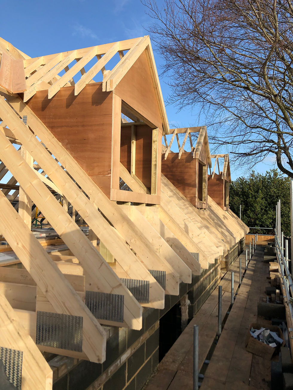New timber trusses and dormers