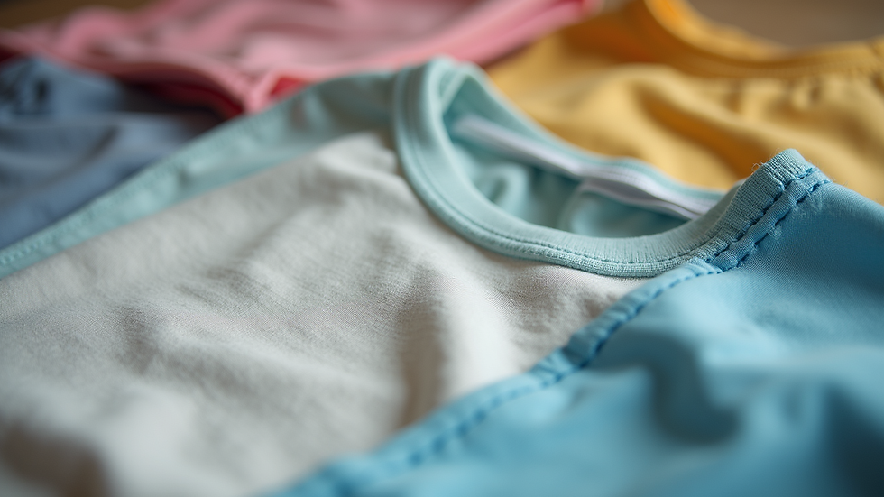 Close-up view of kids t-shirt fabric and stitching