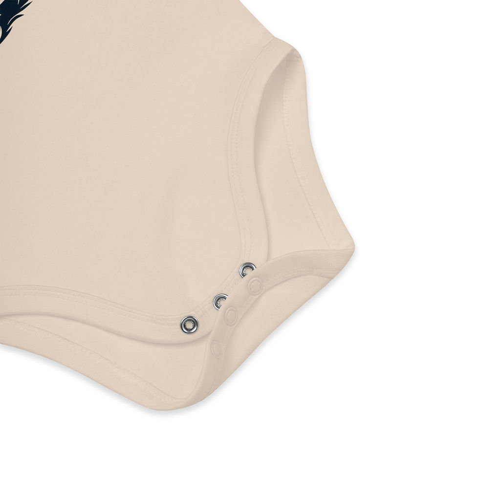 Thumbnail: Baby-Body aus 100% zertifizierter Bio- Baumwolle mit Vanlife-Motiv, natur