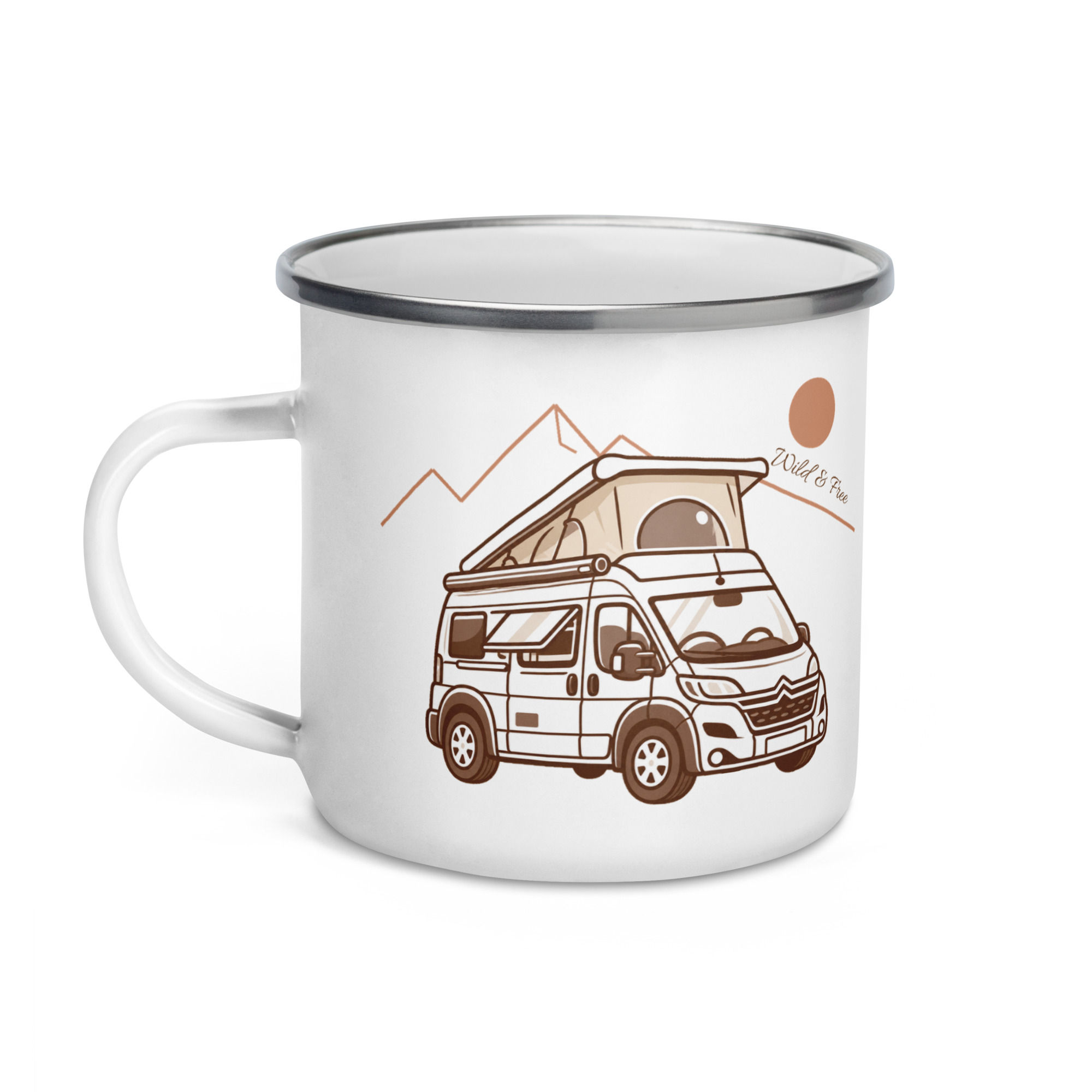 Emailletasse „Wild & Free“ – für deine Liebe zum Vanlife