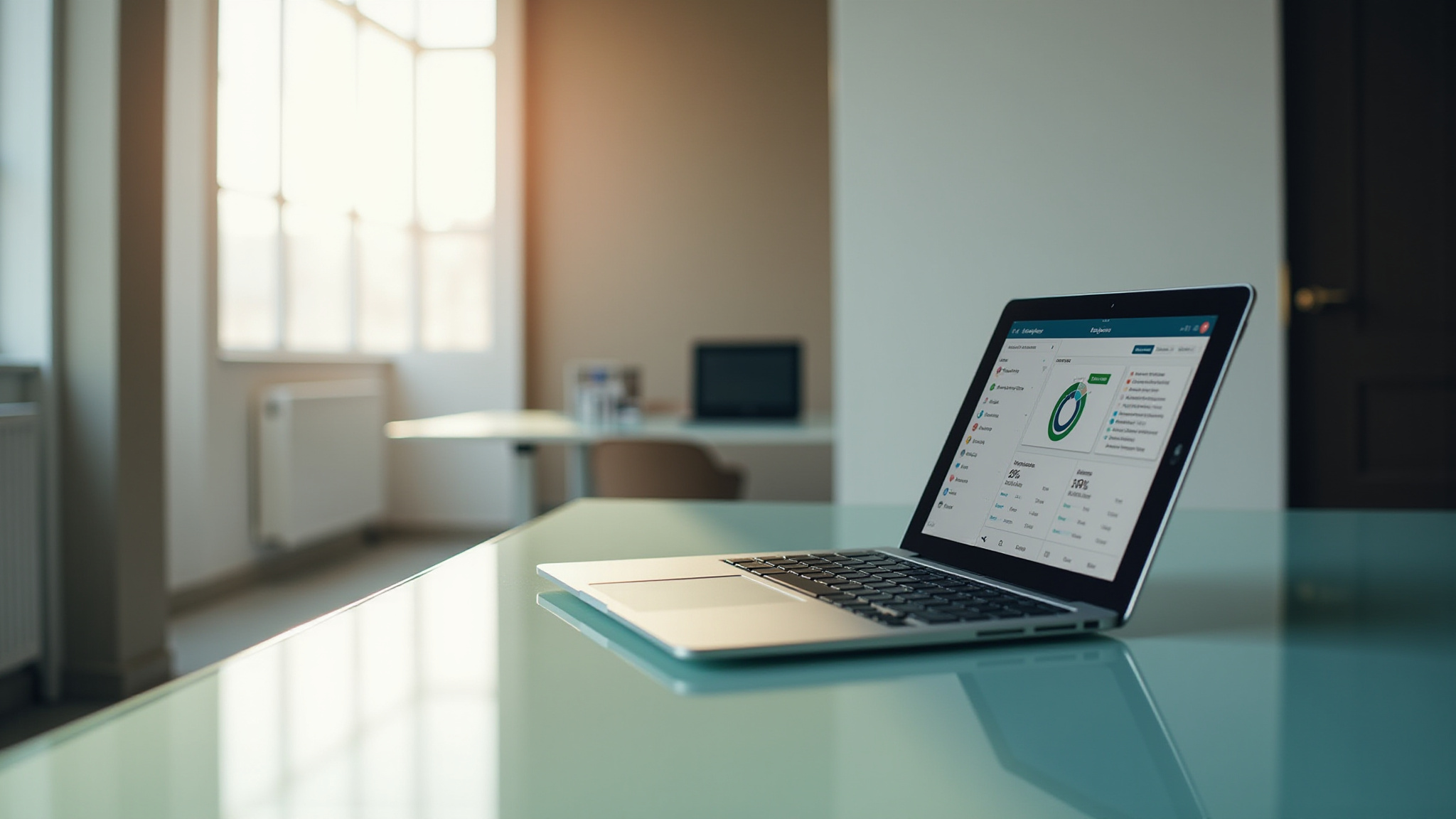 Laptop displaying business analytics data