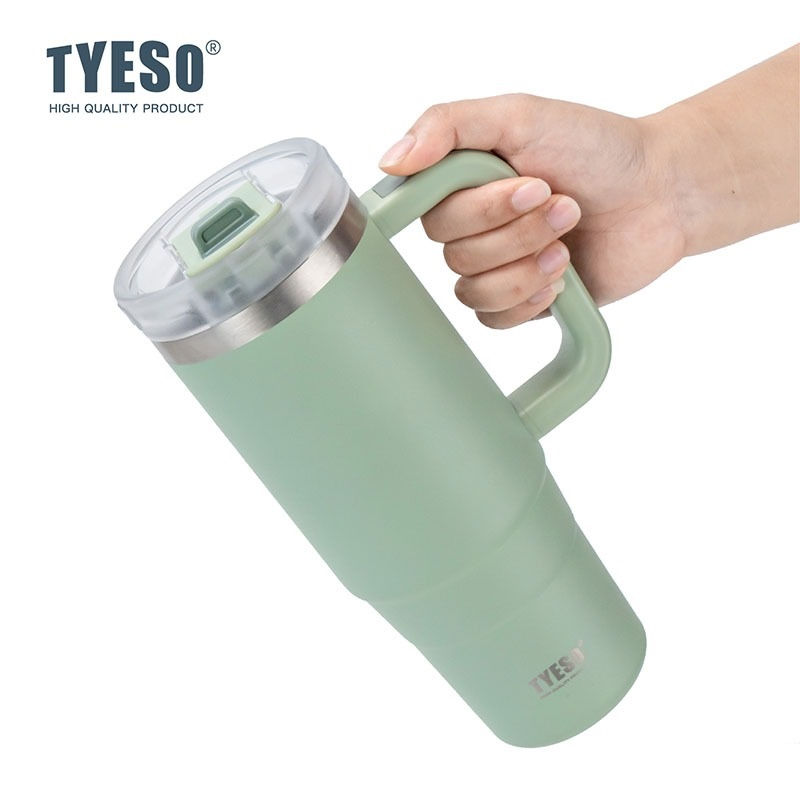 Thumbnail: TYESO 8866 Tumbler Stainless Steel Thermos Flask with Carrying Handle 900ml