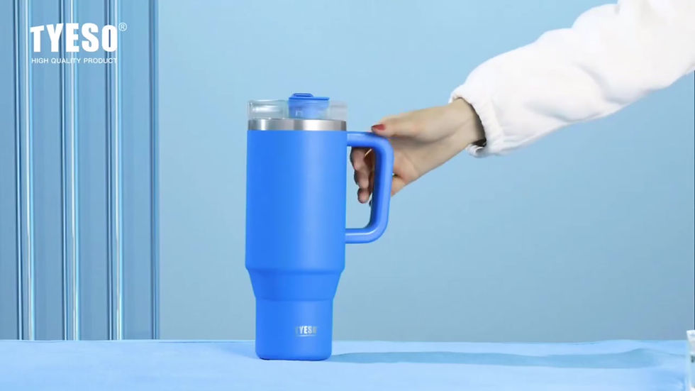 Thumbnail: TYESO 8866 Tumbler Stainless Steel Thermos Flask with Carrying Handle 900ml