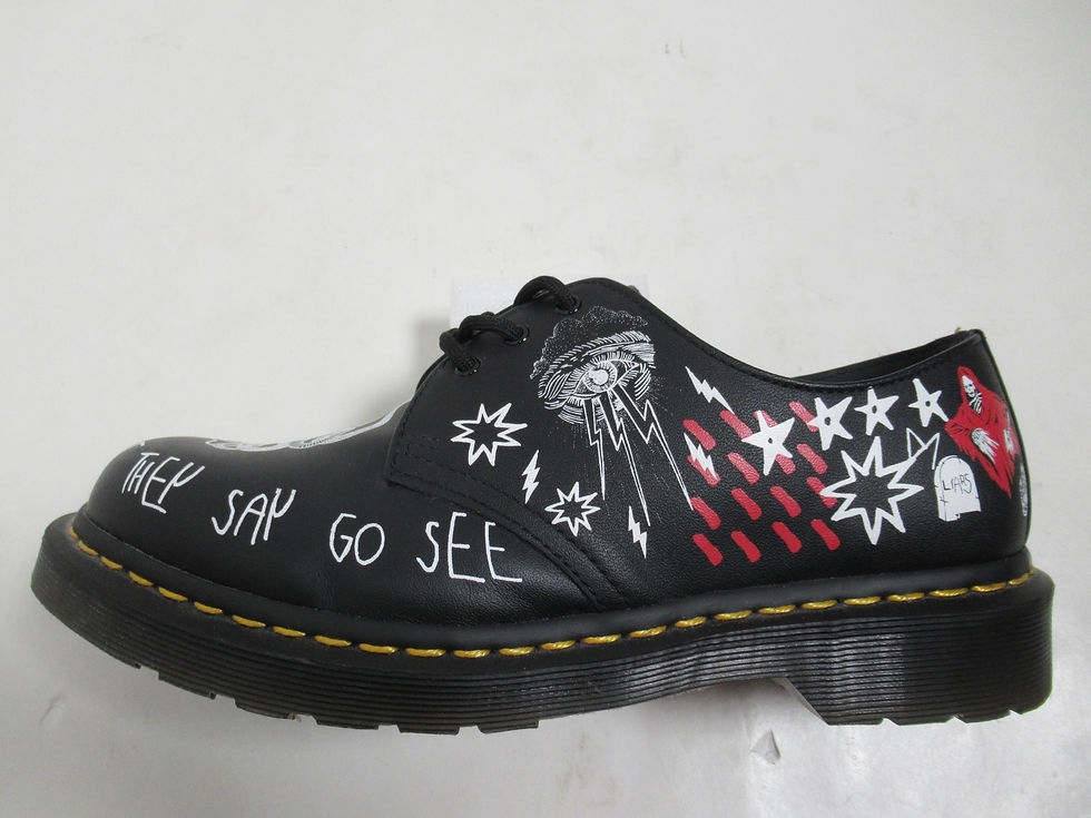Thumbnail: Dr. Martens Unisex 1461 Rebel Printed Black Leather Oxford Shoes 9US M / 10US L