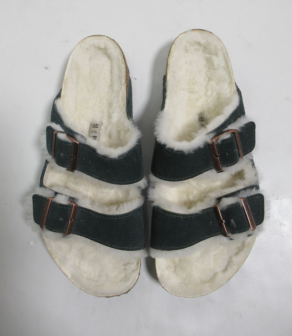 Thumbnail: Birkenstock Men's Arizona Shearling Suede Leather Sandals Mountain View Green 10