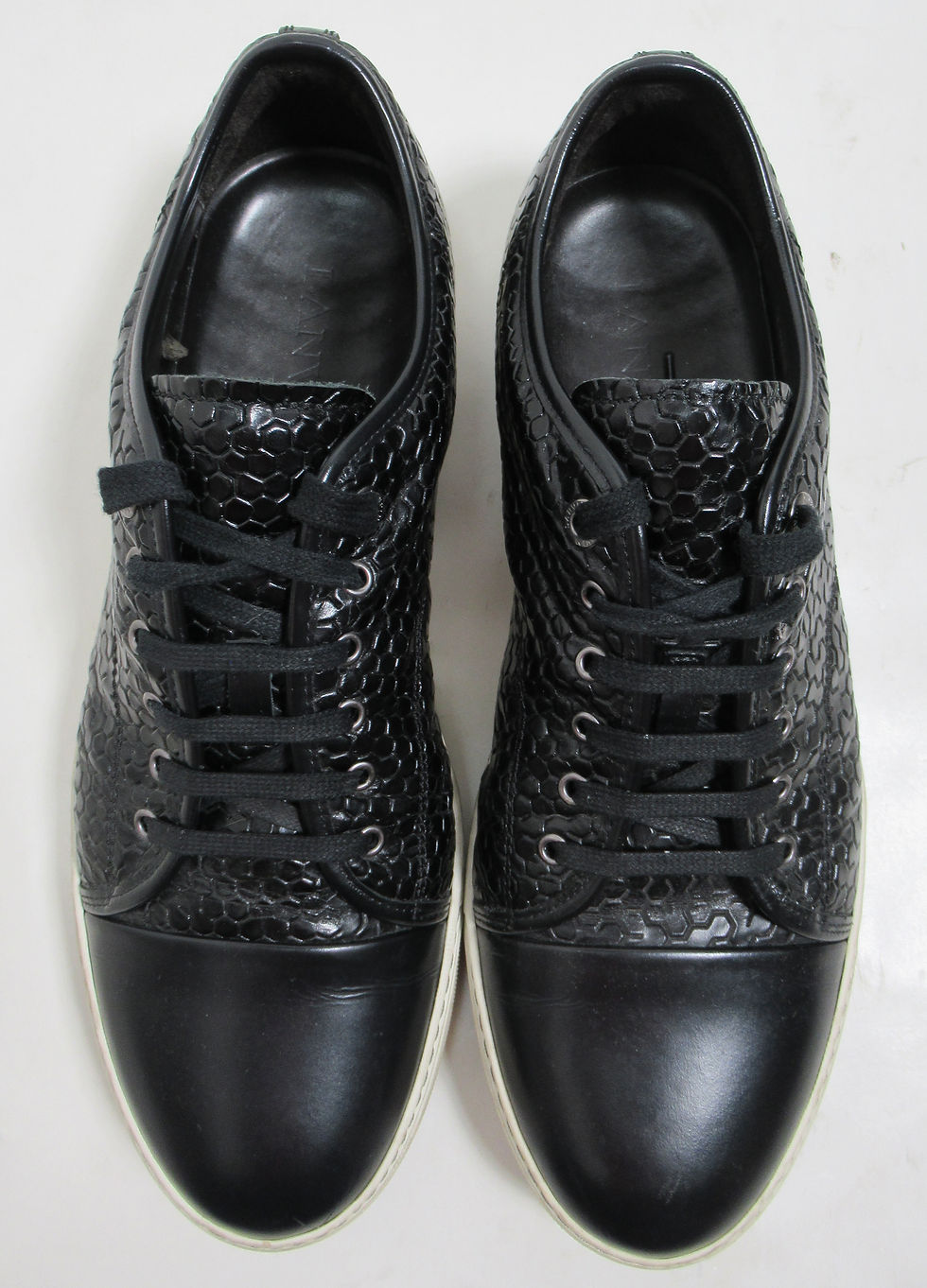 Thumbnail: Lanvin Men's DBB1 Low Top Leather Sneakers Black Size 13 US M /12 UK / 47 EU