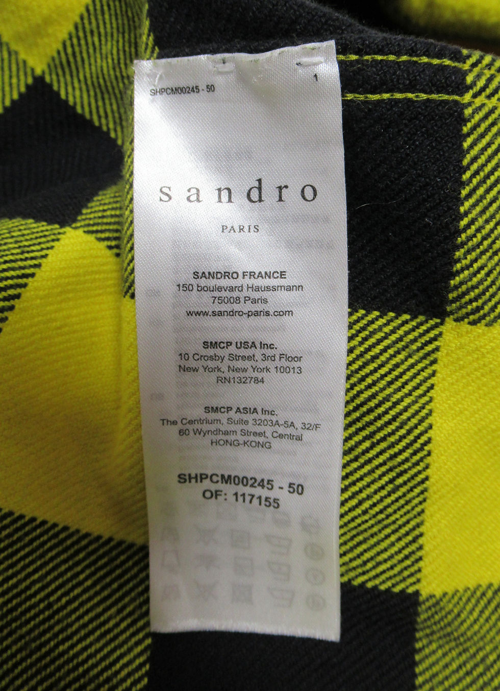Thumbnail: Sandro Men's Plaid Print Long Sleeve Shirt Yellow Black Size M
