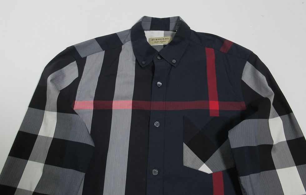 Thumbnail: Burberry London England Men's Stretch Cotton Check Shirt navy Size S