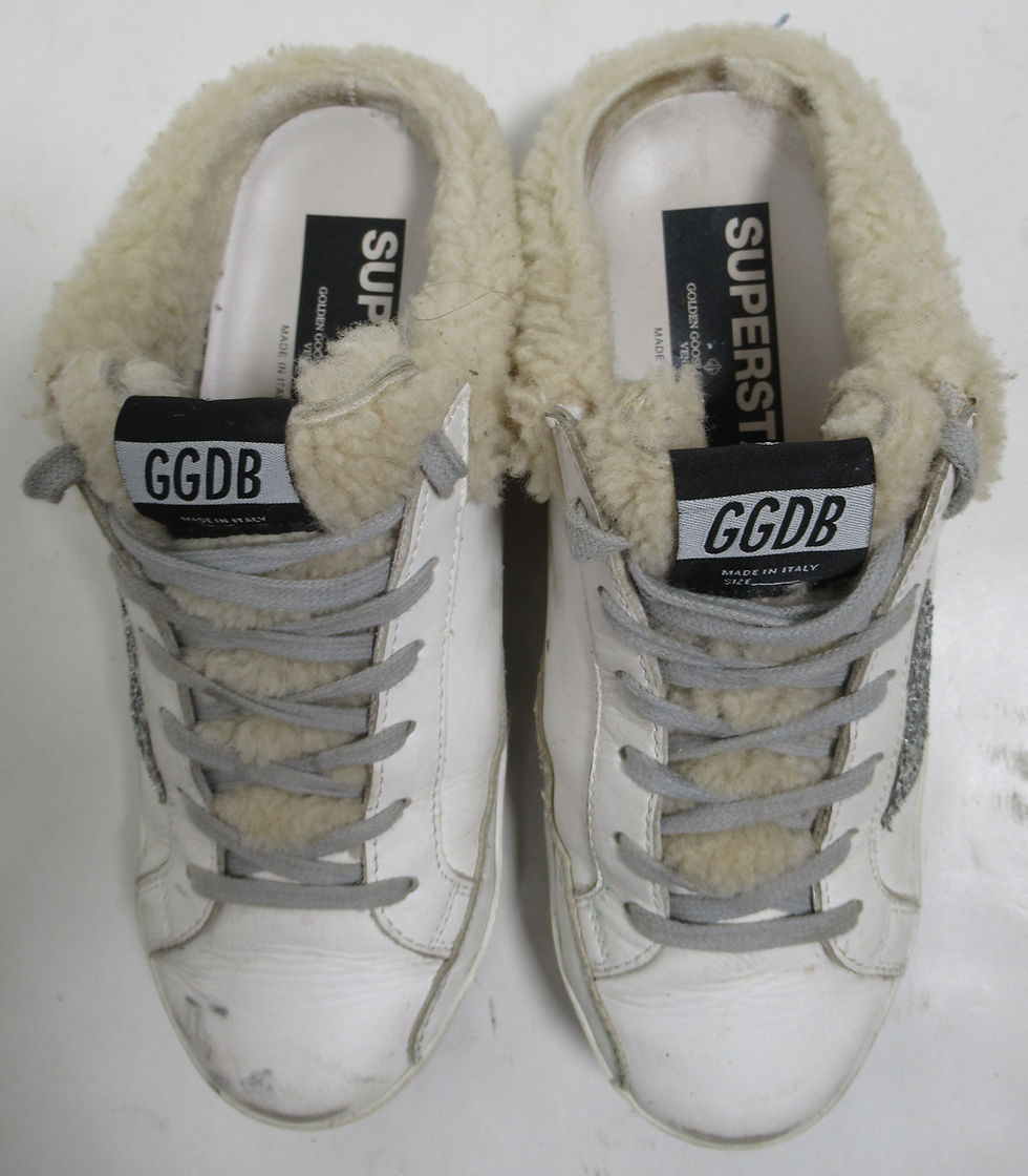 Thumbnail: Golden Goose Women's Super-Star Sabot In White Leather and Shearling Lining 7.5