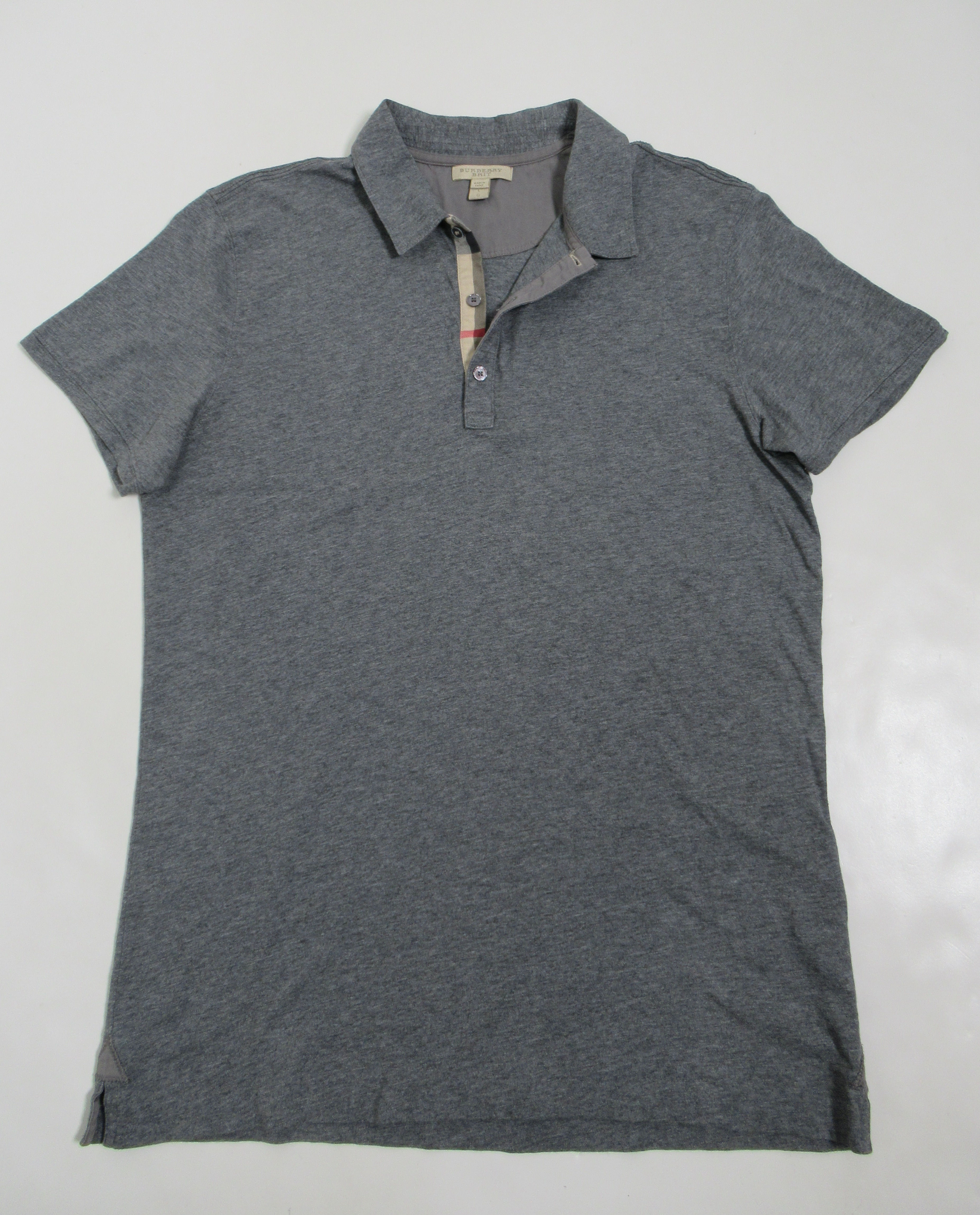 Burberry Brit Men's Cotton Short Sleeve Polo Shirt Gray Size L