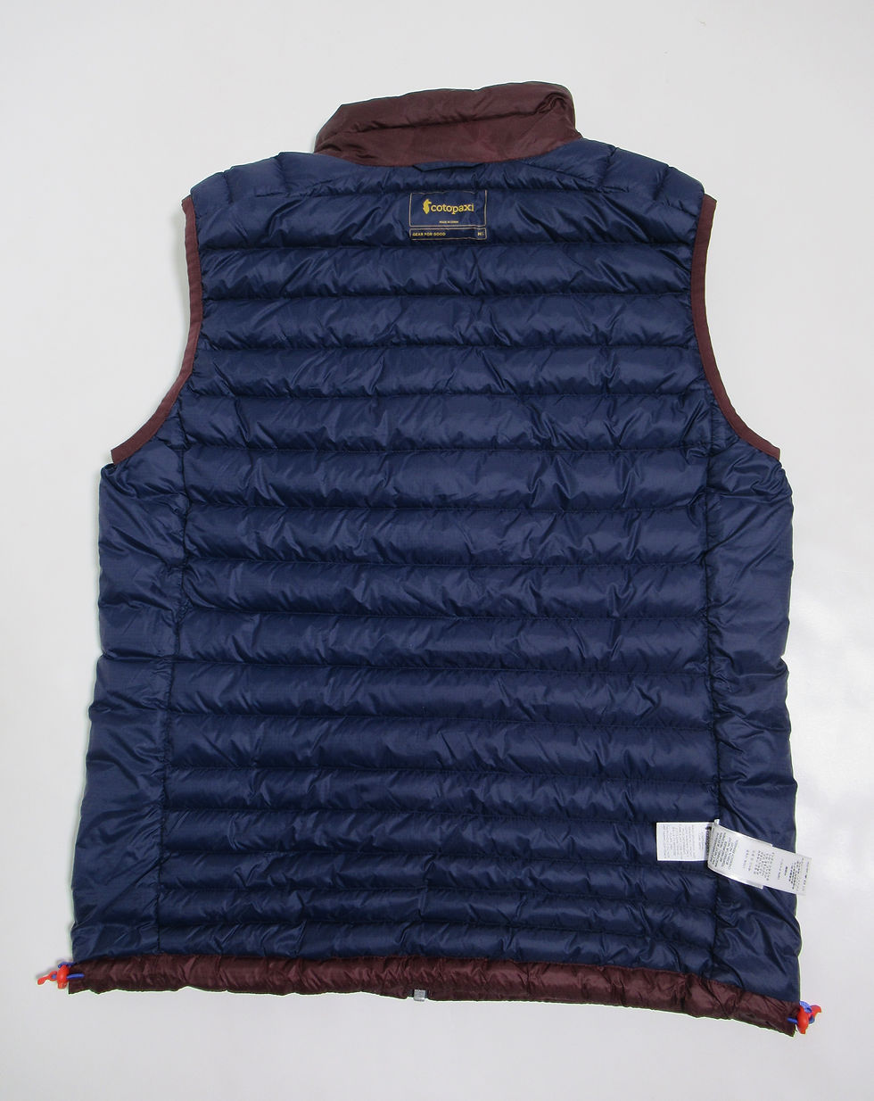 Thumbnail: Cotopaxi Men's Fuego Down Vest Burgundy Stripes Size S