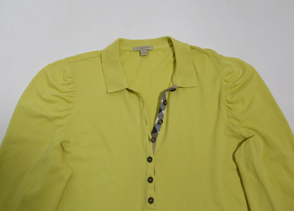 Thumbnail: Burberry Brit Women's Puff Long Sleeve Polo Cotton Pique Yellow Size XL