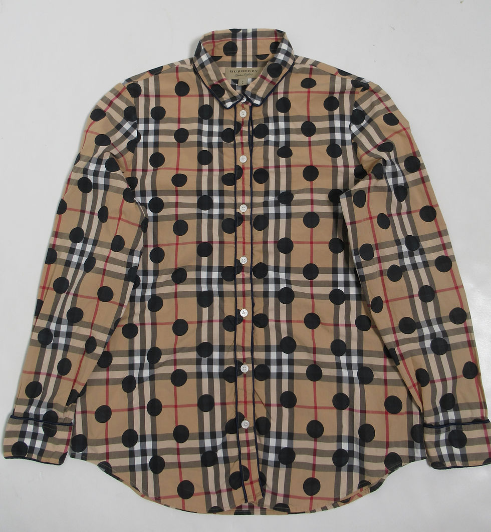 Thumbnail: Burberry London England Women's Polka-Dot Check Shirt Archive Beige Size S