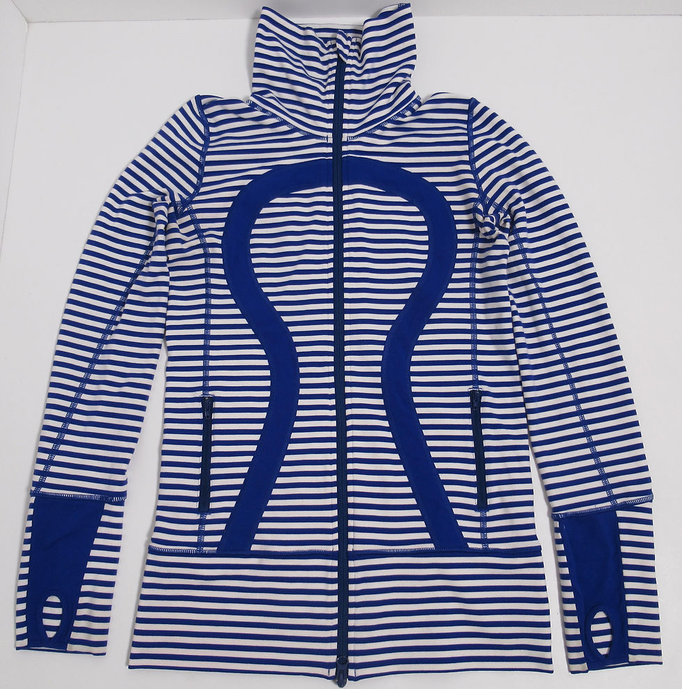 Thumbnail: Lululemon Women's In Stride Jacket Pigment Blue White Narrow Bold Stripe Size 4