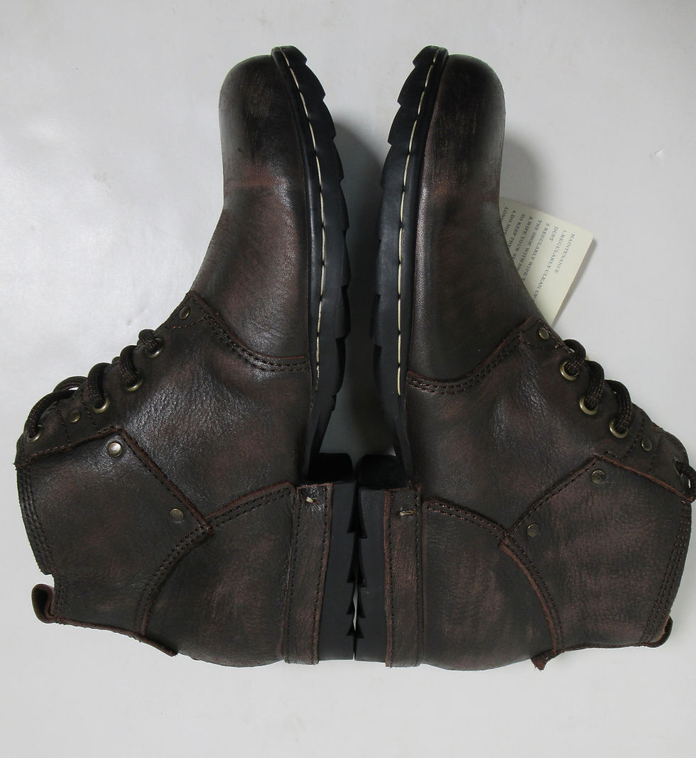 Thumbnail: Osstone Men's Leather Ankle Boots Oss-6015-2 Retro Dark Brown 8.5 US / 7.5 UK