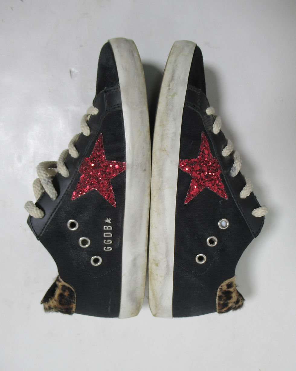 Thumbnail: Golden Goose Women's Superstar Canvas Leopard Sneakers Black 8 US / 5 UK / 38 EU