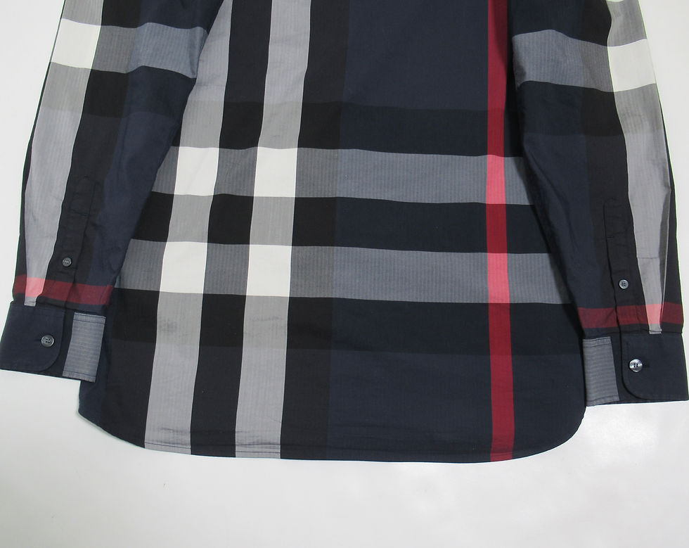 Thumbnail: Burberry London England Men's Stretch Cotton Check Shirt navy Size S