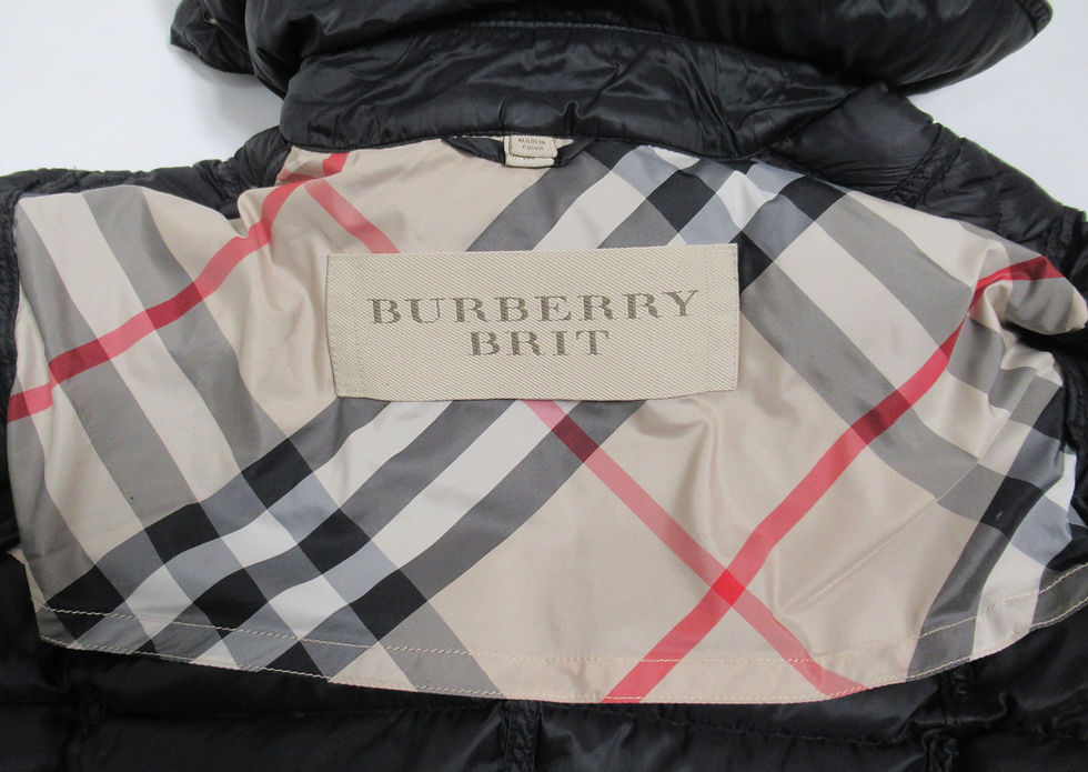 Thumbnail: Burberry Brit Women's Puffer Belted Hood Jacket Black Goose Down Size M