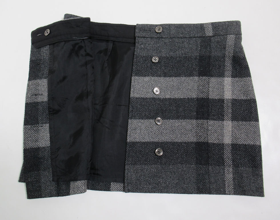 Thumbnail: Burberry London Women's Nova Check Plaid Wool Mini Skirt Gray Size 12 USA