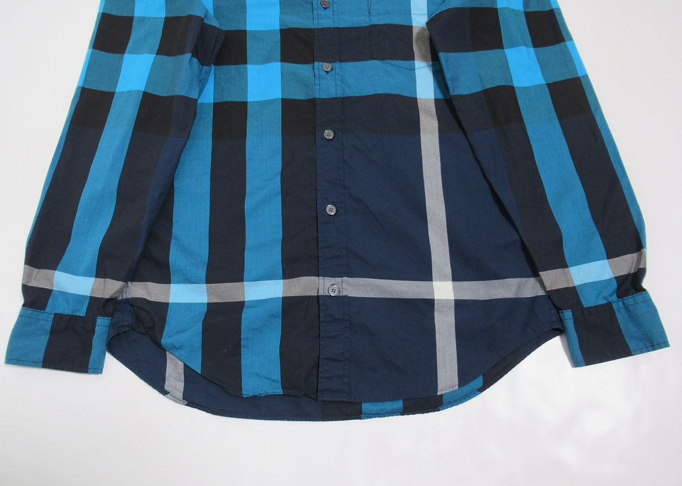 Thumbnail: Burberry Brit Men's Plaid Long Sleeve Button Down Shirt Blue Navy Size S