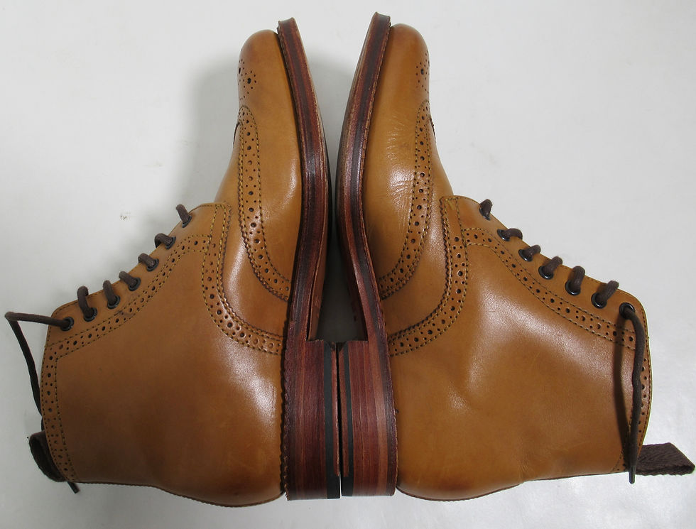 Thumbnail: Grenson Men's Fred Brogue Leather Boots Tan Calf Size 9 US M / 8 UK / 42 EU