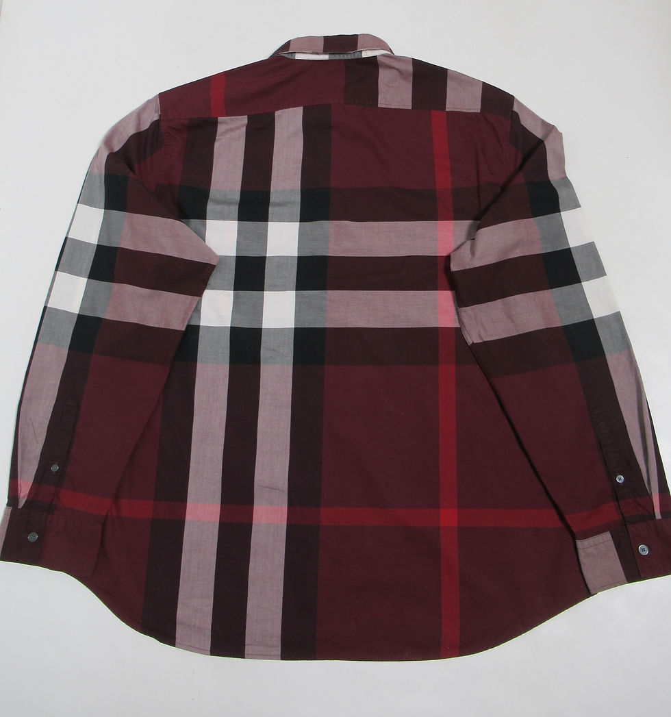 Thumbnail: Burberry Brit Men's Check Cotton Button Down Shirt Burgundy Red Size XXL