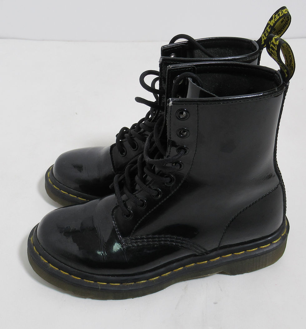Thumbnail: Dr Martens Women's 1460 Patent Leather Boots Black Lamper Size 6 US L 4 UK