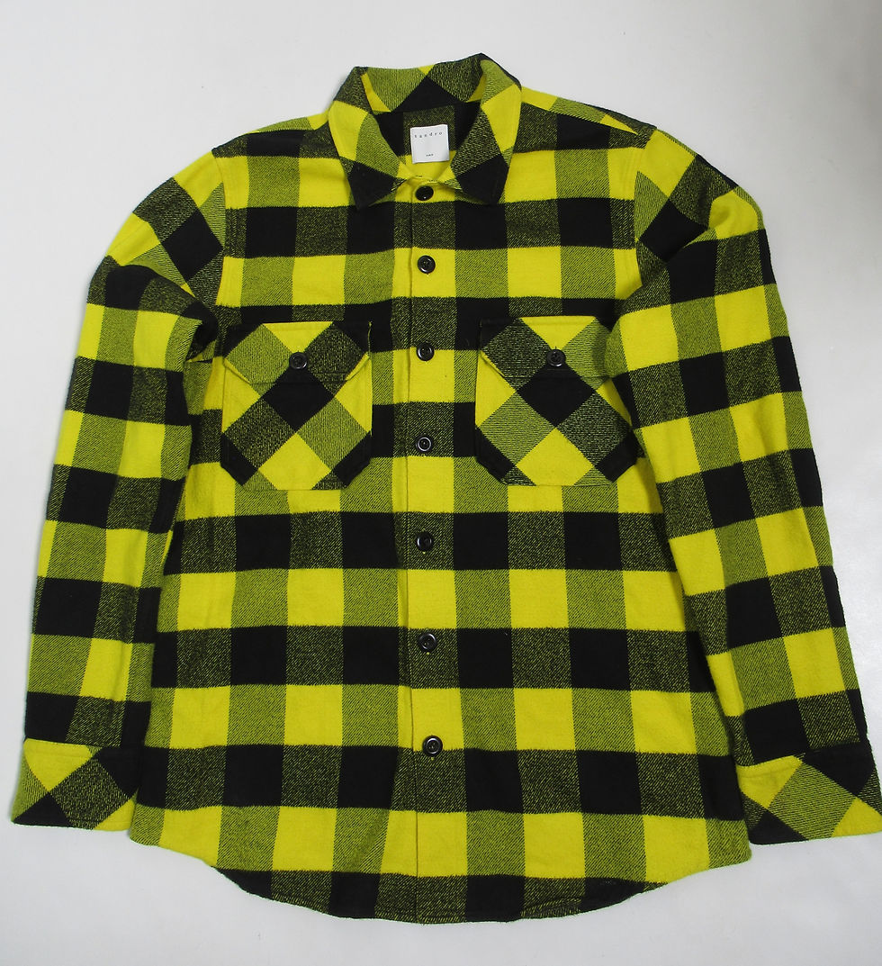 Thumbnail: Sandro Men's Plaid Print Long Sleeve Shirt Yellow Black Size M