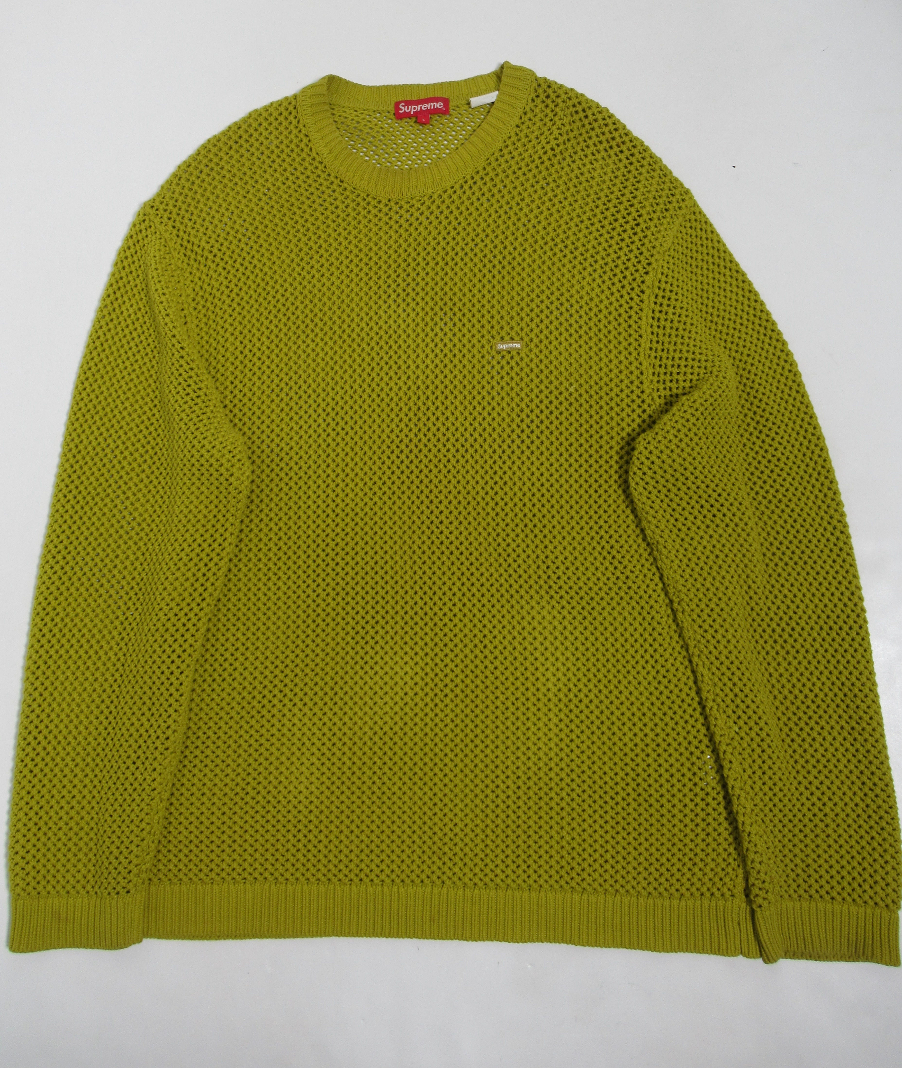 Supreme Men's Open Knit Small Box Sweater Acid Green Spring-Summer 2022 Size L