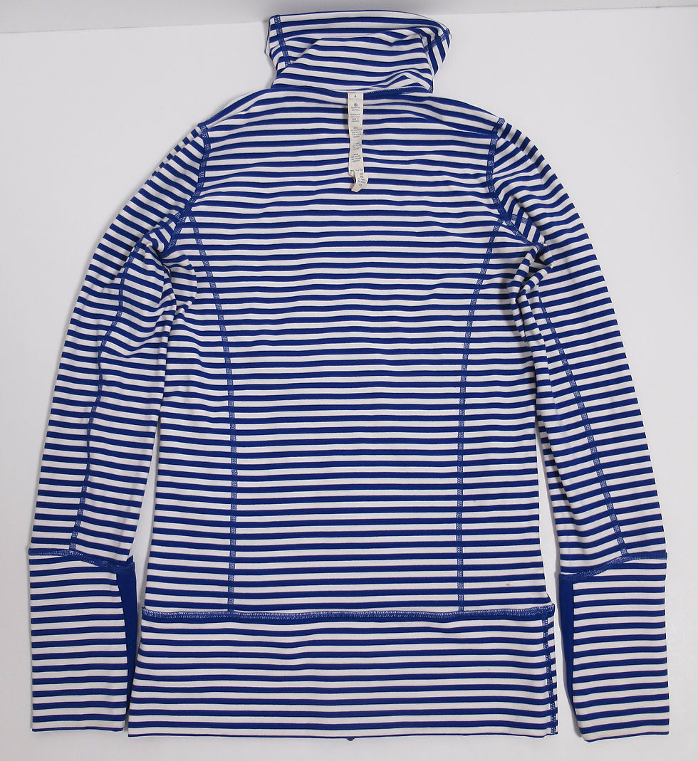Thumbnail: Lululemon Women's In Stride Jacket Pigment Blue White Narrow Bold Stripe Size 4