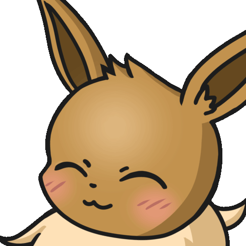 Twitch animated emote of a Pokemon, Eevee, twitching its ears happily.