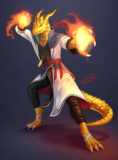 Illustration of a dragonborn character for a Dungeons and Dragons campaign.