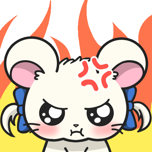 Twitch Animated Emote of a hamster, Bijou, being angry, with flames the back.