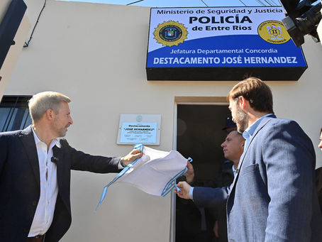 El gobernador inauguró un nuevo destacamento policial y presentó equipamiento para reforzar la seguridad en Concordia