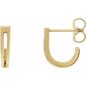 14K Yellow Geometric J-Hoop Earrings