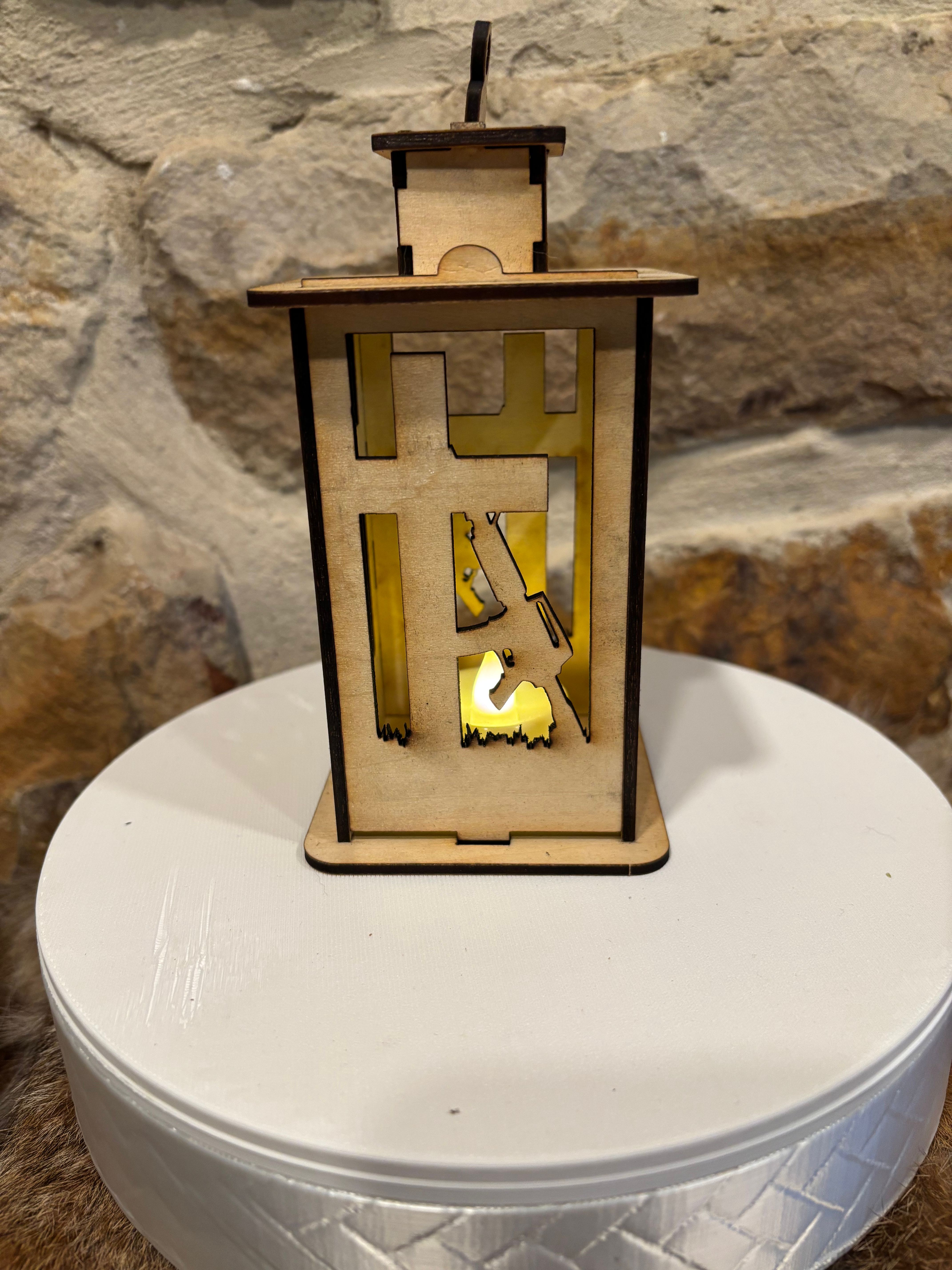 Christian soldier memorial laser cut wood lantern