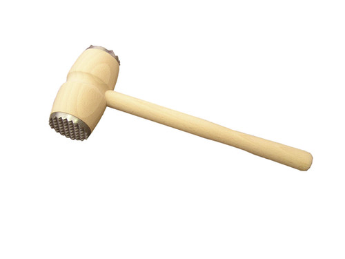 Wooden meat mallet with metal