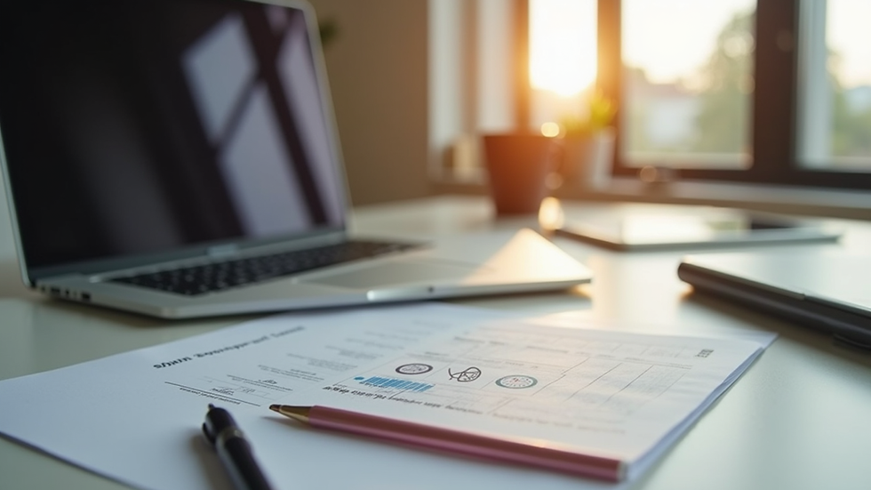 Eye-level view of a modern ecommerce workspace with a laptop and product samples