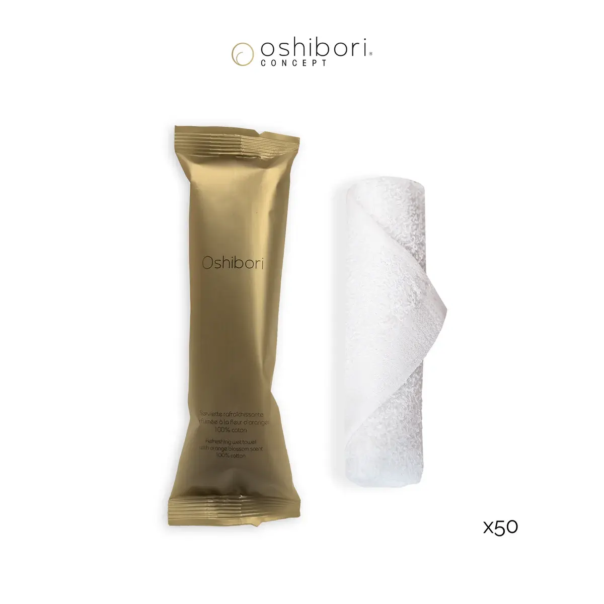 OSHIBORI TOWELS - BRONZE SLEEVE - 15G - ORANGE BLOSSOM SCENTED